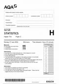 AQA GCSE STATISTICS HIGHER TIER PAPER 2 2024 (8382/2H)