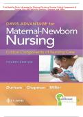 Test Bank for Davis Advantage for Maternal-Newborn Nursing Critical Components of Nursing Care 4th Edition by Durham, Chapman, and Miller