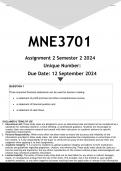 MNE3701 Assignment 2 (ANSWERS) Semester 2 2024 - DISTINCTION GUARANTEED