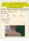 BIOD 151 L6 EXAM 2024/2025 ESSENTIAL  HUMAN ANATOMY AND PHYSIOLOGY I LAB  ACTUAL EXAM/ BIOD 151 LAB EXAM 6 REAL  EXAM 2024 (BRAND NEW!!)