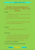 Oncology: Nursing Management in  Cancer Care Questions & 100% Correct  Answers