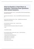 Heat Acclimation & Heat Illness & Hydration Training Exam Questions With Solved Solutions.