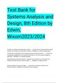 Test Bank for Systems Analysis and Design, 8th Edition by Edwin, Wixom2023/2024