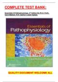 COMPLETE TEST BANK:   Essentials Of Pathophysiology, 4th Edition By Ph.D. Porth, Carol Mattson, R.N. (Author) Latest Update.