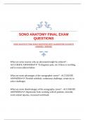 SONO ANATOMY FINAL EXAM QUESTIONS WITH GUARANTEED ACCURATE ANSWERS |VERIFIED