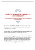 INTRO TO SONO BASIC PRINCIPLES AND KNOBOLOGY EXAM WITH GUARANTEED ACCURATE ANSWERS