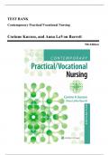 Test Bank - Contemporary Practical/Vocational Nursing, 9th Edition (Kurzen, 2021), Chapter 1-16 | All Chapters