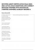 DEVOTED AGENT CERTIFICATION EXAM 2023-2024 ACTUAL EXAM  QUESTIONS AND CORRECT DETAILED ANSWERS WITH RATIONALES (VERIFIED ANSWERS) |ALREADY GRADED A