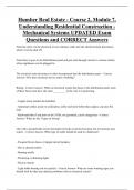 Humber Real Estate - Course 2, Module 7,  Understanding Residential Construction - Mechanical Systems UPDATED Exam  Questions and CORRECT Answers