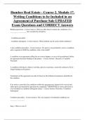 Humber Real Estate - Course 2, Module 17,  Writing Conditions to be Included in an  Agreement of Purchase Sale UPDATED  Exam Questions and CORRECT Answers