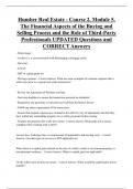 Humber Real Estate - Course 2, Module 5,  The Financial Aspects of the Buying and  Selling Process and the Role of Third-Party  Professionals UPDATED Questions and  CORRECT Answers