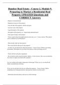 Humber Real Estate - Course 2, Module 9,  Preparing to Market a Residential Real  Property UPDATED Questions and  CORRECT Answers