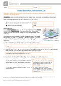 Gizmos Student Exploration: Photosynthesis Lab questions and answers