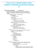 Peds-Exam 2 STUDY GUIDE  100% CORRECT ANSWERS GUARANTEE GRADE A+