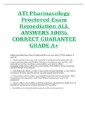 ATI Pharmacology Proctored Exam Remediation ALL ANSWERS 100% CORRECT GUARANTEE GRADE A+