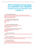 NR511-Final Exam Study Guide ALL ANSWERS 100% CORRECT Updated and Latest 2020/2021 AID GRADE A+