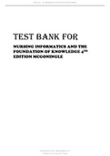 TEST BANK FOR NURSING INFORMATICS AND THE FOUNDATION OF KNOWLEDGE 4TH EDITION