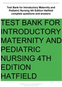 Introductory Maternity and Pediatric Nursing 4th Edition Hatfield Test Bank