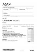 AQA GCSE Citizenship Studies 8100 paper 2  PACKAGE BUNDLE CitizenshipStudies 21May 2024