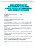 2024 OPERATION OF WASTEWATER TREATMENT PLANTS (LEVELS 1-2 EXAM PREP) WITH CORRECT ANSWERS