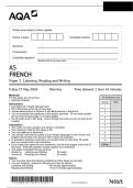 AQA AS FRENCH 7651/1 Paper 1 Listening, Reading and Writing May 2024 QP