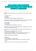 2024 BASIC WASTEWATER OPERATOR PRACTICE EXAM WITH CORRECT ANSWERS