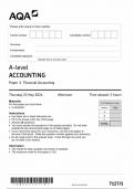  AQA A LEVEL ACCOUNTING PAPER 1 QUESTION PAPER 2024 (7127/1 :Financial Accounting )