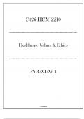 (WGU C426) HCM 2210 Healthcare Values & Ethics - FA Review 1 - 20242025