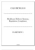 (WGU C425) HCM 2110 Healthcare Delivery Systems, Regulation, Compliance - FA Review 1 - 20242025