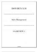 (WGU D099) BUS 3130 Sales Management - OA Review 1 - 20242025