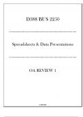 (WGU D388) BUS 2250 Spreadsheets & Data Presentations - OA Review 1 - 20242025.