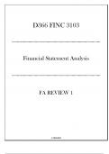 (WGU D366) FINC 3103 Financial Statement Analysis - FA Review 1 - 20242025.