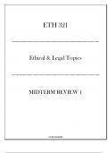 (UOPX) ETH 321 Ethical & Legal Topics - Midterm Review I 20242025.