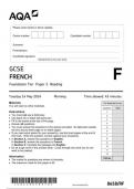 AQA GCSE french8658 RF question paper French  14May 2024