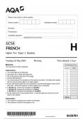 AQA GCSE french8658 RH question paper French  14May 2024