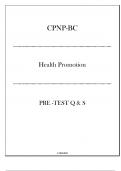 CPNP-BC Certification - Health Promotion - Pre Test Q & S 20242025