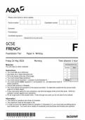 AQA GCSE french8658 WF question paper French  24May 2024