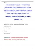 NR548 OR NR 548 EXAM 3 PSYCHIATRIC  ASSESSMENT FOR THE PSYCHIATRIC-MENTAL  HEALTH NURSE PRACTITIONER ACTUAL EXAM  GUIDE WITH UPDATED QUESTION AND  ANSWERS (VERIFIED ANSWERS) [ALREADY  GRADED A+] 