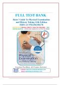 Test Bank for Bates’ Guide To Physical Examination and History Taking 13th Edition by Lynn S. Bickley, Peter G. Szilagyi, Richard M. Hoffman & Rainier P. Soriano 9781496398178 Chapter 1-27 | Complete Solution Guide Grade A+.