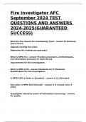 Fire Investigator AFC September 2024 TEST QUESTIONS AND ANSWERS 2024