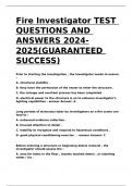 Fire Investigator TEST QUESTIONS AND ANSWERS 2024-2025(GUARANTEED SUCCESS)