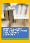 HPFM FINAL EXAM 2024 QUESTIONS WITH 100% CORRECT ANSWERS!!