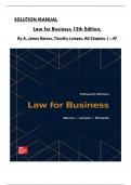 Solution Manual for Law for Business 15th Edition By Barnes, Lemper, All Chapters 1 to 47 Covered, ISBN: 9781265676100  (100% Verified Edition)