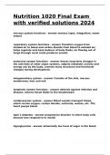 Nutrition 1020 Final Exam with verified solutions 2024