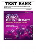 TEST BANK FOR Abrams' Clinical Drug Therapy: Rationales for Nursing Practice 12th, North American Edition by Geralyn Frandsen , ISBN: 9781975136130 || Complete Guide A+