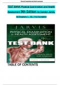 TEST BANK - Carolyn Jarvis, Physical Examination and Health Assessment 9th Edition, Verified Chapters 1 - 32, Complete Newest Version