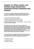 Chapter 11: Shock, Sepsis, and Multiple Organ Dysfunction Syndrome Practice Questions and answers