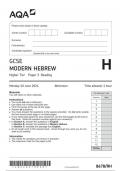 AQA GCSE Hebrew8678 RH question paper ModernHebrew  10June 2024