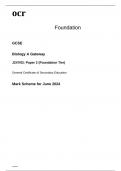 ocr GCSE Biology A Gateway Paper 2 Mark Scheme June2024:J247-02 Foundation Tier