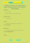 C 859: Introduction to Programming in  Python Questions and Correct Answers |  Latest Update